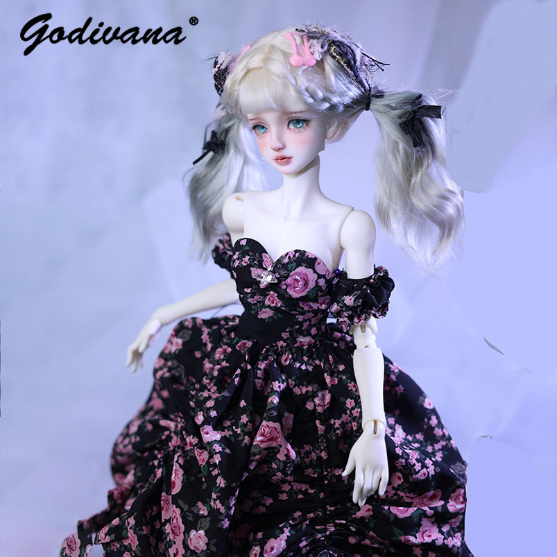 1/4 BJD Doll Dress Black‑Base  - огляд і ціна Midi Skirt Floral